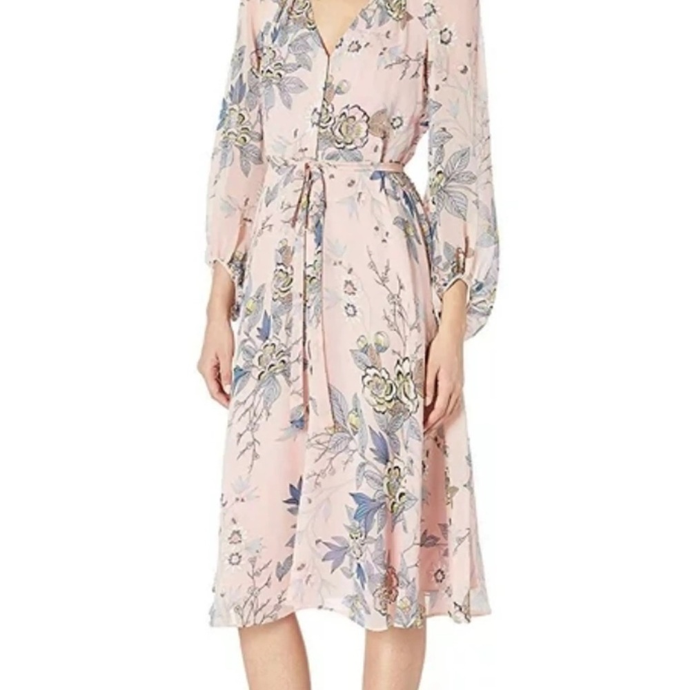Vince Camuto Pink Floral Long Sleeve Dress Size 0